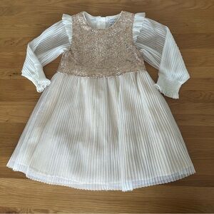 Sergent Major Elegant Cream and Gold Kids Dress 4T